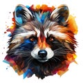 Raccoon head - polygonal rainbow art