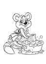 Raccoon hostess erases coloring pages