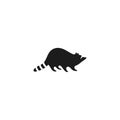 Raccoon icon, isolated on white background. Black raccoon silhouette. Logo for your project.