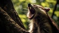 a raccoon with its mouth open Royalty Free Stock Photo