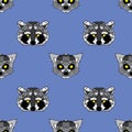 Raccoon and lemur seamles geometric pattern