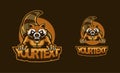 Raccoon logo set. A fearless raccoon in vintage style. Template design element for company logo, label, emblem, apparel or other Royalty Free Stock Photo