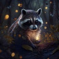 Raccoon in the magic forest