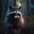 Raccoon in the magic forest