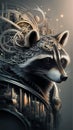 A raccoon, meticulously crafted from an array of intricate, interlocking mechanical gears Royalty Free Stock Photo
