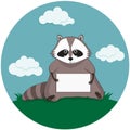 Raccoon with paper sheet