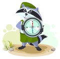 Raccoon scout holding compass