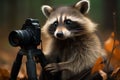 Raccoon shutterbug embraces solitude, capturing hazy, fleeting memories Royalty Free Stock Photo