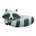 Raccoon sleeping icon, cartoon style