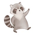 Raccoon is standing and walking . Watercolor paint design . Cute animal cartoon character . Vector Royalty Free Stock Photo