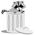 Raccoon In Trash Bin