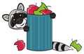 Raccoon and trash can
