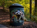 Raccoon on Trashcan