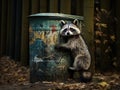 Raccoon on Trashcan Royalty Free Stock Photo