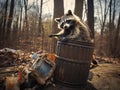 Raccoon on Trashcan Royalty Free Stock Photo