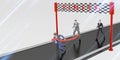 Race businessman running to the finish line businessman victory first prize achievement 3d illustration