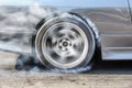 Race car burns tires for the race Royalty Free Stock Photo