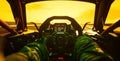 race car cockpit with a green screen Royalty Free Stock Photo