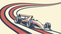 Race Car on Curved Track, Dynamic Speed Illustration vector design Generative AI Royalty Free Stock Photo