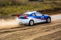 Race car on a dusty road