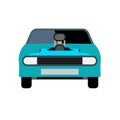Race car front view blue vector icon. Modern transportation design automotive technology sport vehicle