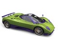 Race car - metallic green purple color scheme - top side view