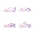 Race car models gradient linear vector icons set