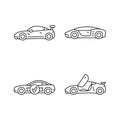 Race car models linear icons set