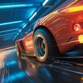race car speeding down track, with background generative ai Royalty Free Stock Photo