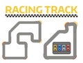 Race car sport track curve road vector. Top view of car sport competition constructor symbols. Circuit transportation