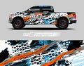 Truck decal, cargo van and car wrap vector, Graphic abstract grunge stripe designs for wrap branding vehicle. Royalty Free Stock Photo