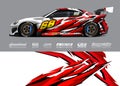 Race Car Wrap Illustrations. Abstract sport decal background for rally, drag race, offroad, boat and adventure vehicle. Eps 10