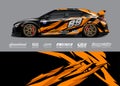 Race Car Wrap Illustrations. Abstract sport decal background for rally, drag race, offroad, boat and adventure vehicle. Eps 10