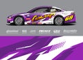 Race Car Wrap Illustrations. Abstract sport decal background for rally, drag race, offroad, boat and adventure vehicle. Eps 10
