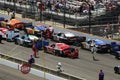 Race cars lined up on track