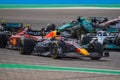 Race cars on the track during Formula 1 racing competition in Austin, Texas