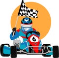 Race carting boy in vector color illustration Royalty Free Stock Photo