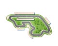 Race circuit from a top view isolated on white background