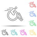 race for the disabled multi color style icon. Simple thin line, outline of disabled icons for ui and ux, website or mobile