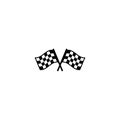 Race flag crossed checkered black and white simple vector icon.