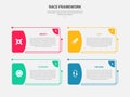 RACE framework infographic outline style with 4 point template with creative rectangle box with half edge badge for slide
