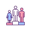 Race and gender inequality RGB color icon