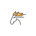 Race Horse Head Run Quick Fast Speed Line Logo