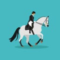 Race horse and lady jockey. Horseback riding concept flat vector illustration