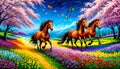 Race horse stallion equine farm country flower floral mountain beauty Royalty Free Stock Photo