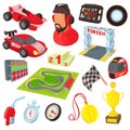 Race icons set, cartoon style Royalty Free Stock Photo