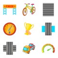 Race icons set, cartoon style Royalty Free Stock Photo