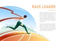 Race leader tearing the finish tape and environment. Modern vector illustration concept