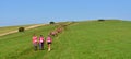 Race For Life Lady walkers in pink on the South Downs.