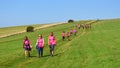 Race For Life Lady walkers on the South Downs